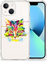 Silicone Case iPhone 13 Smartphone hoesje met doorzichtige rand Cat Color