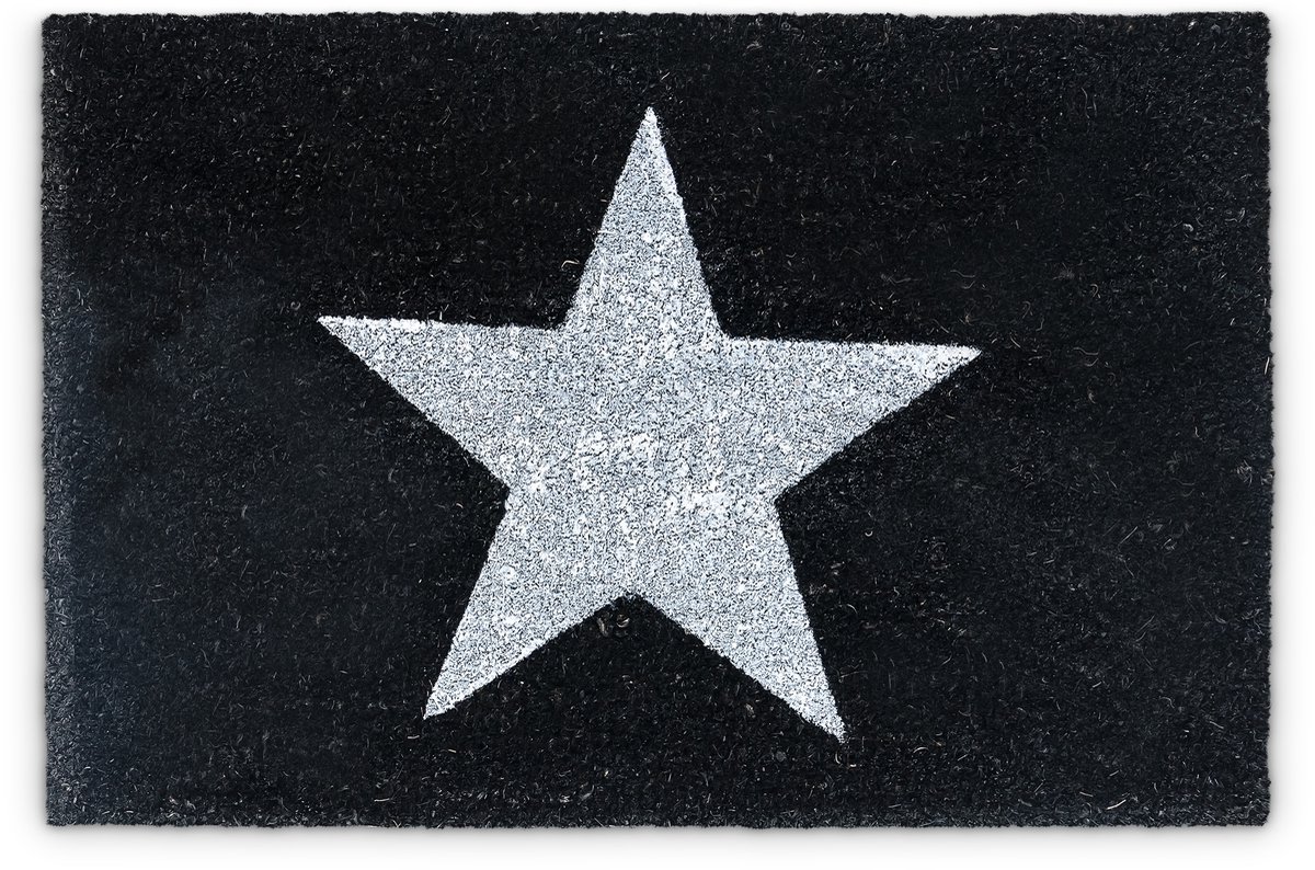 deurmat kokos - met ster - 40 x 60 cm - antislip - rechthoekig - voor binnen en buiten