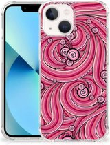 Anti Shock Case iPhone 13 mini Telefoonhoesje  met doorzichtige rand Swirl Pink