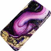 Apple iPhone 11 Pro Max - Silicone marmer zacht hoesje Romy zwart - Geschikt voor