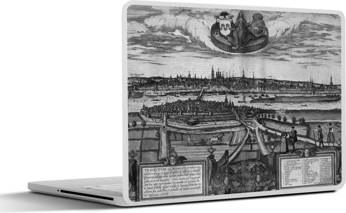 Laptop sticker - 11.6 inch - Historisch stadsgezicht van Maastricht - zwart wit - 30x21cm - Laptopstickers - Laptop skin - Cover
