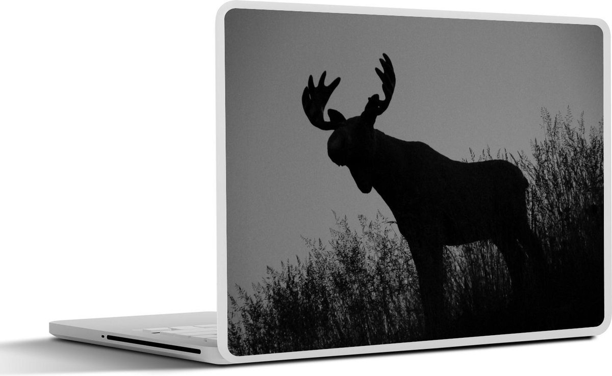 Afbeelding van product SleevesAndCases  Laptop sticker - 13.3 inch - Silhouet van eland - zwart wit