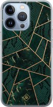 iPhone 13 Pro hoesje siliconen - Abstract groen | Apple iPhone 13 Pro case | TPU backcover transparant