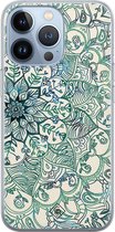 iPhone 13 Pro hoesje siliconen - Mandala blauw | Apple iPhone 13 Pro case | TPU backcover transparant