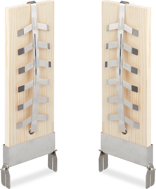 Relaxdays Rookplank bbq zalm - set van 2 - bbq plank - cederhout - verstelbaar - XXL
