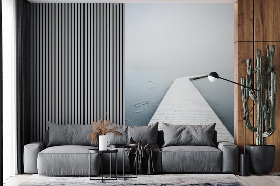 Papier peint - Papier peint photo Jetée calme sur un lac glacé - Largeur 170 cm x hauteur 260 cm