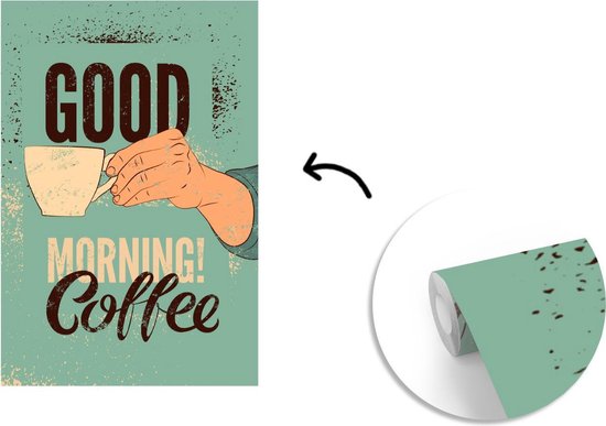 Bonjour café sur fond turquoise 160x240 cm