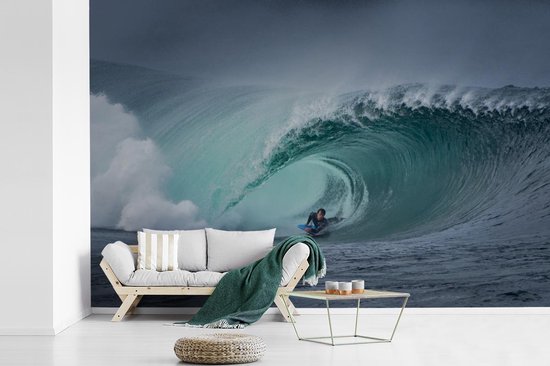 Papier peint photo peint photo vinyle - Surfer en grande vague largeur 360 cm x hauteur 240 cm - Tirage photo sur papier peint (disponible en 7 tailles)