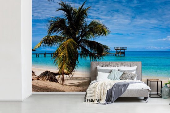 Papier peint vinyle - Vue de la plage des îles de la baie d'Amérique du Nord au Honduras largeur 450 cm x hauteur 300 cm - Tirage photo sur papier peint (disponible en 7 tailles)