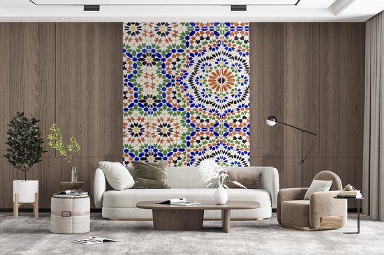 Papier peint - Papier peint photo peint Un détail de mosaïque avec de nombreuses formes différentes - Largeur 170 cm x hauteur 260 cm