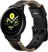 SmartphoneClip® Leer Zwart stitched bandje geschikt voor Samsung Galaxy Watch 4 & Galaxy Watch 5