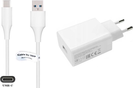 One One Snellader + 1,5m USB C kabel (3.0). 18W Fast Charger lader. Oplader adapter geschikt voor o.a. Huawei P10 ( Niet de P10 Lite), P10 plus +, P20 lite (2019), P30 lite, P9 ( Niet de P9 Lite), P9 plus +, Mate 20 lite