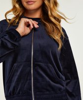 Hunkemöller Dames Nachtmode Hoodie jas Velours  - Blauw - maat XL