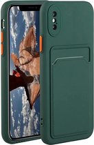 iPhone X / XS siliconen Pasjehouder hoesje - Donker Groen