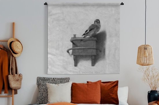 Tapisserie - Tapisserie - Chardonneret - Maître Ancien - Carel Fabritius - noir et blanc - 150x150 cm - Tapisserie