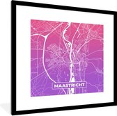 Fotolijst incl. Poster - Stadskaart - Maastricht - Nederland - Paars - 40x40 cm - Posterlijst - Plattegrond