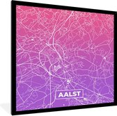 Fotolijst incl. Poster - Stadskaart - Aalst - Paars - Roze - 40x40 cm - Posterlijst - Plattegrond
