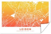 Poster Stadskaart - Leiden - Geel - Oranje - 180x120 cm XXL - Plattegrond