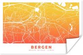 Poster Stadskaart - Bergen - Oranje - Geel - 180x120 cm XXL - Plattegrond