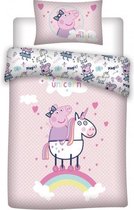 dekbedovertrek Unicorn Peppa Pig polyester roze