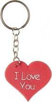 sleutelhanger Hart I love you 5 cm rood