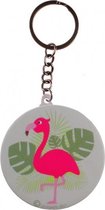 sleutelhanger flamingo met spiegel groen 5,8 cm