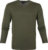 Profuomo Pullover Merino V-Hals Army - maat M