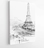 Canvas schilderij - Hand drawing of Eiffel tower in Paris -  98137613 - 80*60 Vertical