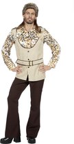 Wilbers - Hippie Kostuum - Jaren 70 Glinsterende Confetti - Man - wit / beige - Maat 56 - Carnavalskleding - Verkleedkleding