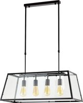 QUVIO Hanglamp modern - Plafondlamp - Eettafellamp - Verlichting - Slaapkamer verlichting - Keukenverlichting - E27 - Met 4 Lichtpunten - Voor binnen - 30 x 78 cm (lxb) - Metaal - Zwart
