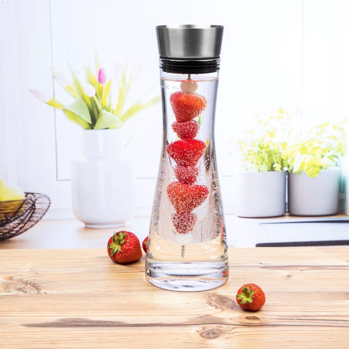 Met RVS Filter - Waterkaraf van Glas - Drinkfles - Water Karaf Met RVS Filter - Waterkaraf van Glas - Drinkfles - Water Karaf