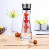Decopatent® Waterkaraf met Vruchten spies - 1 Liter - Met RVS Filter - Waterkaraf van Glas - Drinkfles - Water Karaf - 10 x 10 x 29.5 Cm.