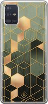 Samsung A71 hoesje siliconen - Kubus groen | Samsung Galaxy A71 case | groen | TPU backcover transparant