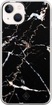 Casimoda® hoesje - Geschikt voor iPhone 13 Mini - Marmer Zwart - Siliconen/TPU telefoonhoesje - Backcover - Marmer - Zwart
