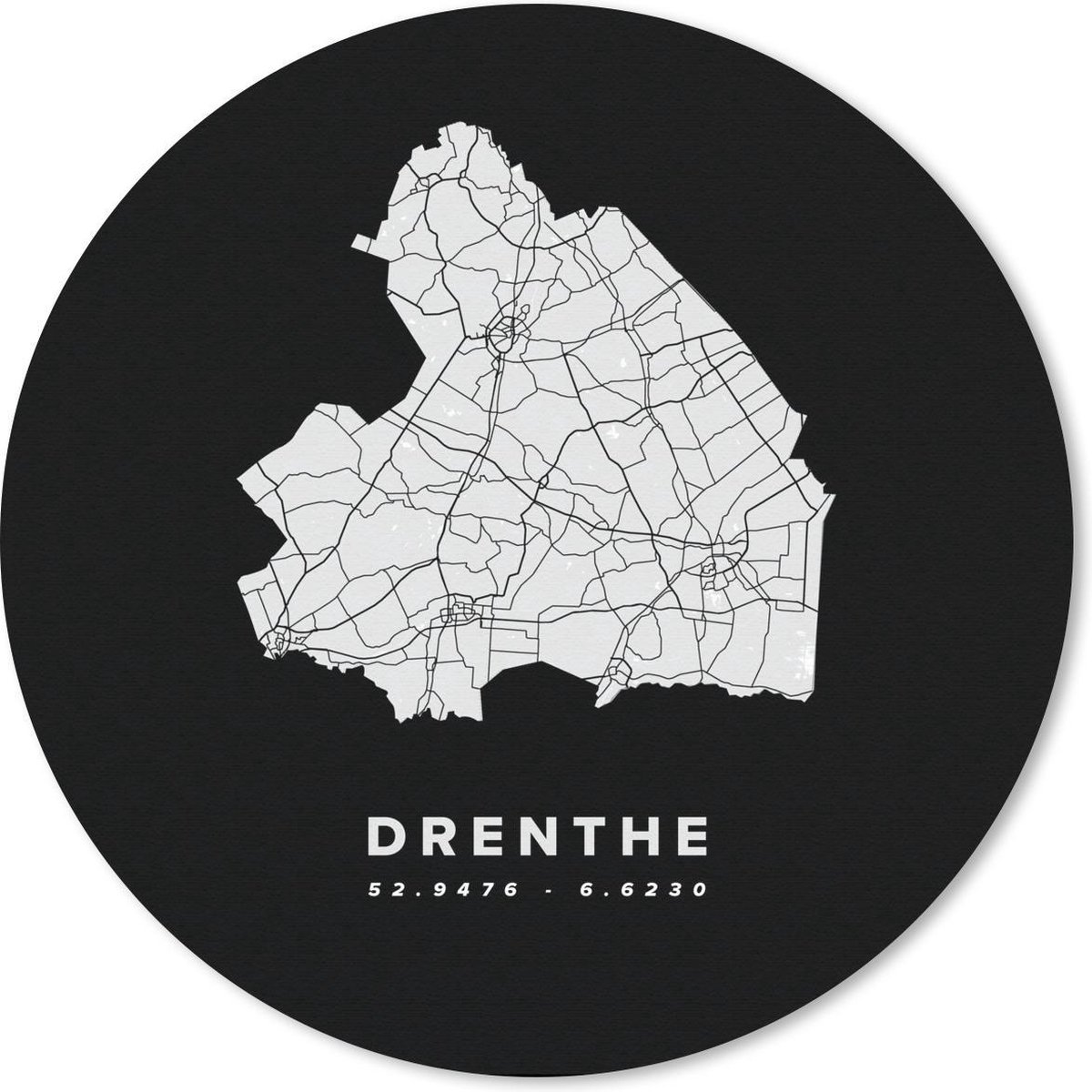 Muismat rond 30x30 cm - Mousepad Drenthe - Nederland - Kaart - Ronde muismatten