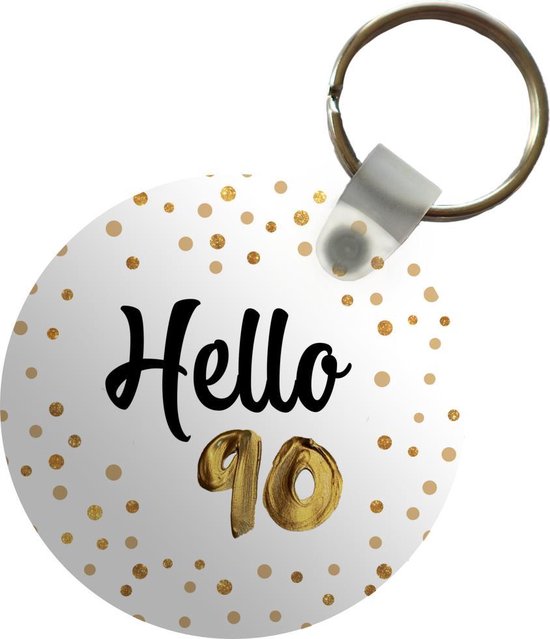 Sleutelhanger - Jubileum - 90 jaar - Stip - Plastic - Rond - Uitdeelcadeautjes