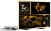 Laptop sticker - 15.6 inch - Wereldkaart - Collage - Luxe - Goud - 36x27,5cm - Laptopstickers - Laptop skin - Cover