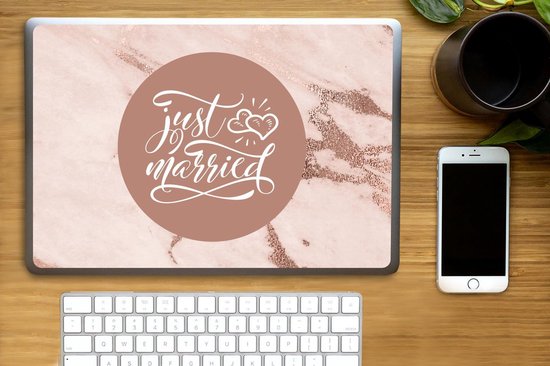 Autocollant pour ordinateur portable - 15,6 pouces - Proverbes - Juste marié - Se marier - Citations - 36x27,5 cm - Autocollants pour ordinateur portable - Skin pour ordinateur portable - Housse
