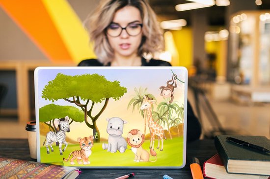 Sticker ordinateur portable - 17,3 pouces - Jungle - Animaux - Enfant
