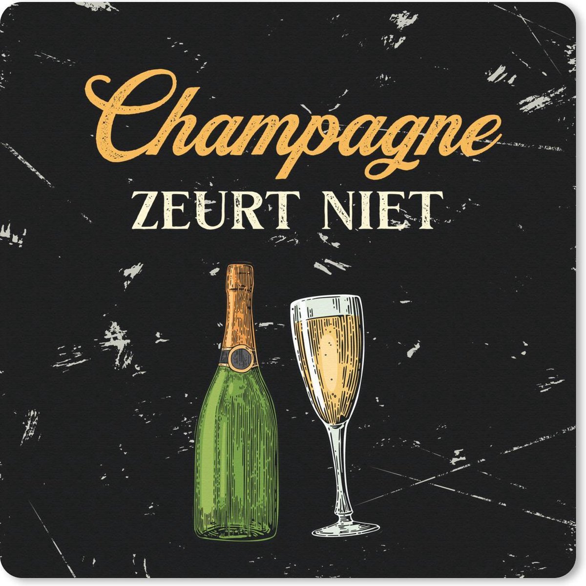 Muismat 30x30 cm - Mousepad Champagne - Fles - Glas - Muismatten - Cadeau voor vrouw - Cadeau voor man
