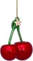 Ornament glass red pearl cherry H8cm