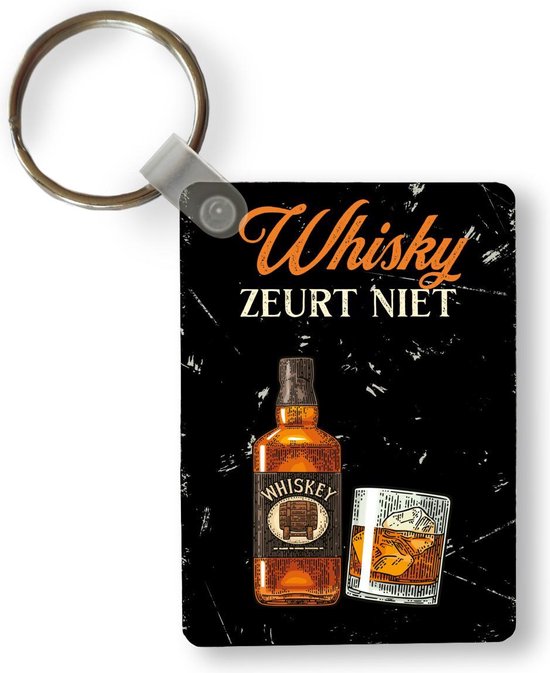 Sleutelhanger - Whisky - Fles - Vintage - Mancave - Uitdeelcadeautjes - Plastic - Cadeau voor man