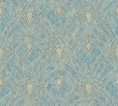 ART DECO BEHANG | Ornamenten Met Glans - blauw bruin beige groen - Livingwalls Mata Hari