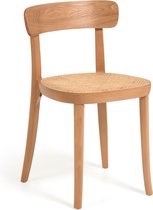 Kave Home - Romane stoel in massief beuken met natuurlijke afwerking, essen fineer en rotan