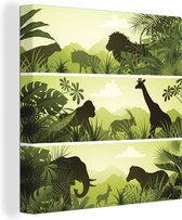 Illustration de paysages africains avec des animaux sur toile 90x90 cm - Tirage photo sur toile (Décoration murale salon / chambre)