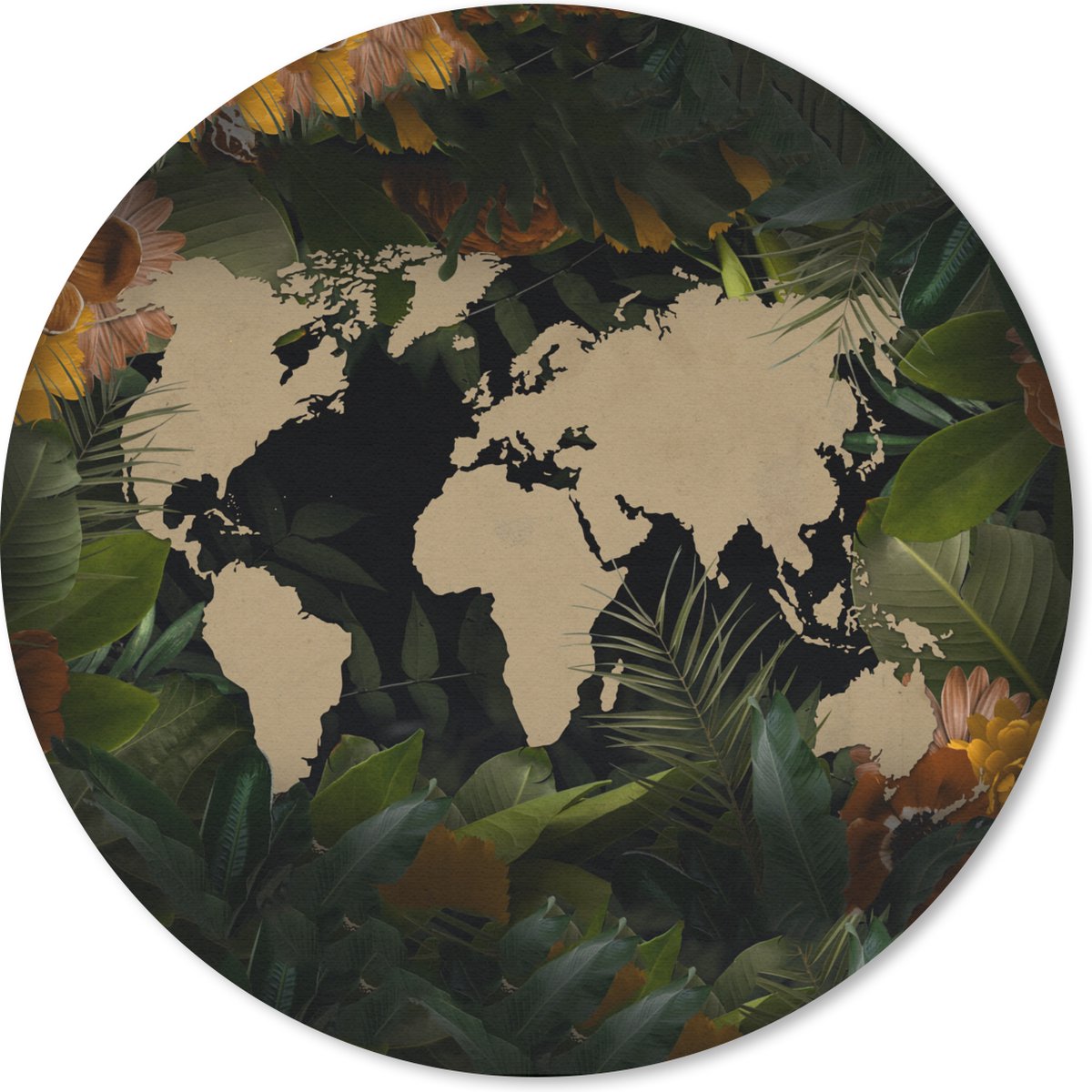 Muismat rond 20x20 cm - Mousepad Wereldkaart - Simpel - Bloemen - Ronde muismatten