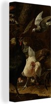 Toile Peinture Vogels dans un Parc - Peinture de Melchior d'Hondecoeter - 20x40 cm - Décoration murale