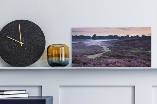 Tableau sur toile Brume dans la bruyère - 40x20 cm - Décoration murale