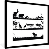 Fotolijst incl. Poster - Een illustratie van een van Afrikaanse wilde dieren - 40x40 cm - Posterlijst
