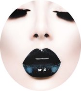 Vrouw met zwarte lippen - Foto op Dibond - ⌀ 40 cm